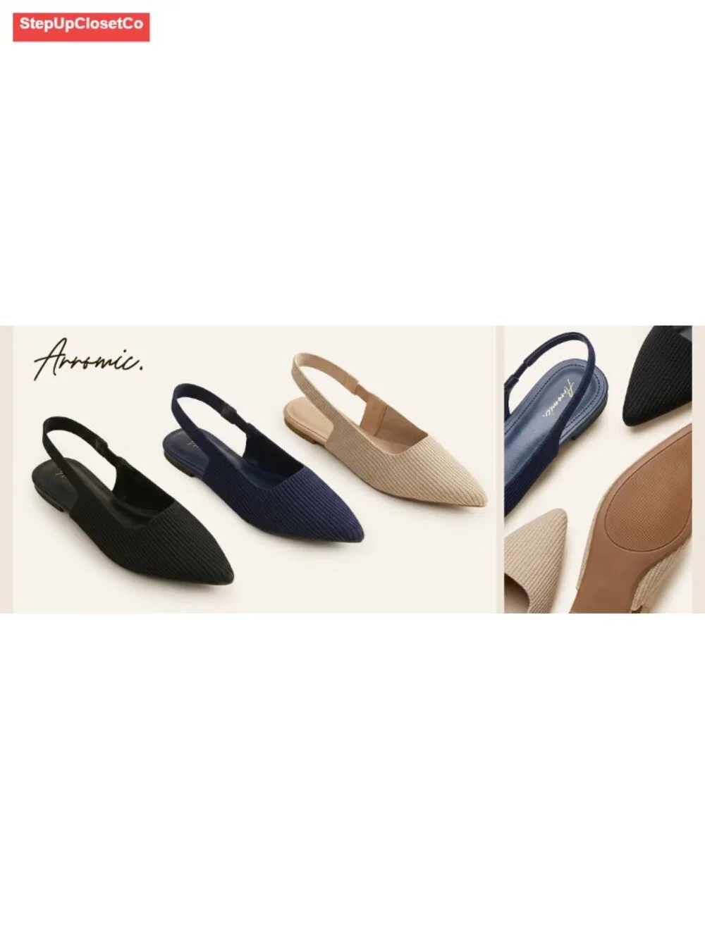 Women's Pointed Toe Knit Ballet Flats - Slip On Dressy Shoes Machine Washable